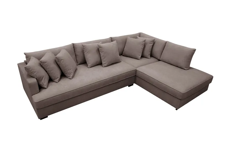 Rossita 4-sits Högervänd L-formad Djup Schäslongsoffa med Hel dyna i Tyg - Brun - Products - Möbler - Soffa - Divansoffa & schäslongsoffa - 4 sits soffa med divan