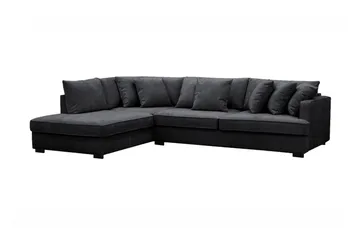 Rossita 4-sits Vänstervänd L-formad Djup Schäslongsoffa i Chenille - Svart - Products - Möbler - Soffa - Divansoffa & schäslongsoffa - 4 sits soffa med divan