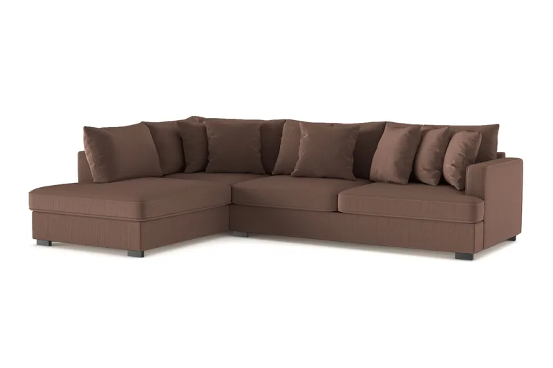 Rossita 4-sits Vänstervänd L-formad Djup Schäslongsoffa i Manchester - Brun - Products - Möbler - Soffa - Divansoffa & schäslongsoffa - 4 sits soffa med divan