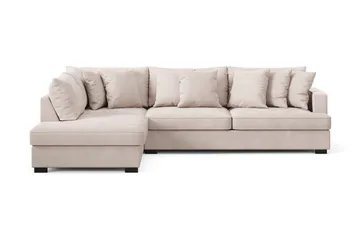 Rossita 4-sits Vänstervänd L-formad Djup Schäslongsoffa i Sammet - Beige - Products - Möbler - Soffa - Divansoffa & schäslongsoffa - 4 sits soffa med divan