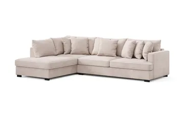Rossita 4-sits Vänstervänd L-formad Djup Schäslongsoffa i Sammet - Beige - Products - Möbler - Soffa - Divansoffa & schäslongsoffa - 4 sits soffa med divan