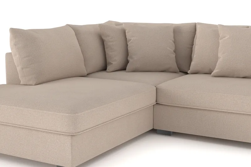 Rossita 4-sits Vänstervänd L-formad Djup Schäslongsoffa i Tyg - Beige - Products - Möbler - Soffa - Divansoffa & schäslongsoffa - 4 sits soffa med divan