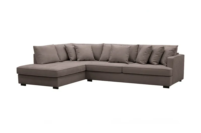 Rossita 4-sits Vänstervänd L-formad Djup Schäslongsoffa i Tyg - Brun - Products - Möbler - Soffa - Divansoffa & schäslongsoffa - 4 sits soffa med divan