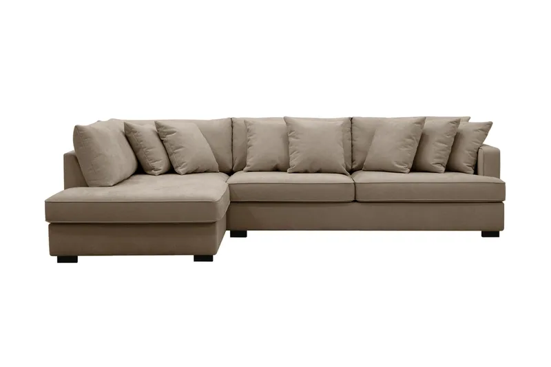 Rossita 4-sits Vänstervänd L-formad Djup Schäslongsoffa i Tyg - Brun - Products - Möbler - Soffa - Divansoffa & schäslongsoffa - 4 sits soffa med divan