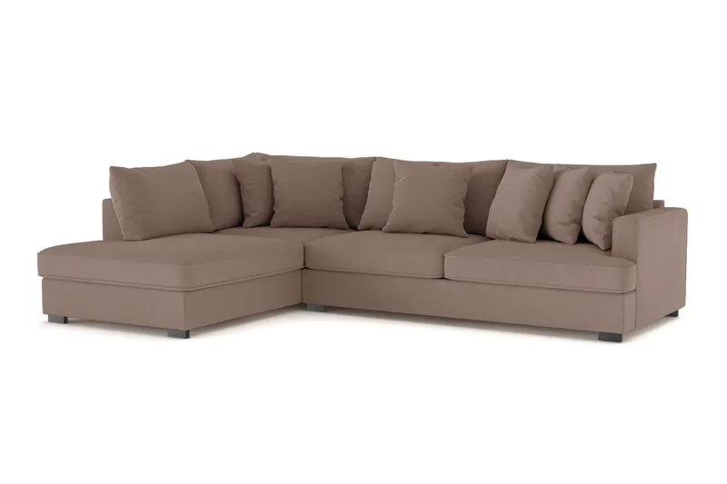 Rossita 4-sits Vänstervänd L-formad Djup Schäslongsoffa i Tyg - Brun - Products - Möbler - Soffa - Divansoffa & schäslongsoffa - 4 sits soffa med divan