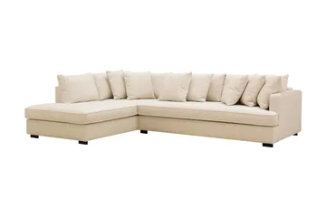 Rossita 4-sits Vänstervänd L-formad Djup Schäslongsoffa med Hel dyna i Chenille - Beige - Products - Möbler - Soffa - Divansoffa & schäslongsoffa - 4 sits soffa med divan