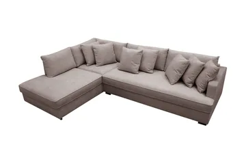 Rossita 4-sits Vänstervänd L-formad Djup Schäslongsoffa med Hel dyna i Chenille - Grå / Brun - Products - Möbler - Soffa - Divansoffa & schäslongsoffa - 4 sits soffa med divan