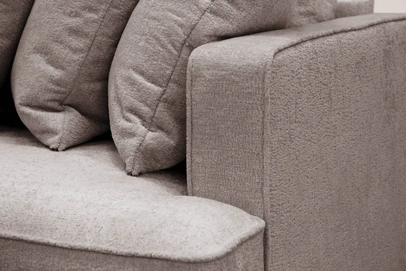 Rossita 4-sits Vänstervänd L-formad Djup Schäslongsoffa med Hel dyna i Chenille - Grå / Brun - Products - Möbler - Soffa - Divansoffa & schäslongsoffa - 4 sits soffa med divan