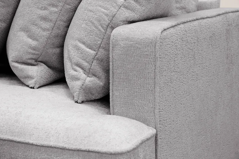 Rossita 4-sits Vänstervänd L-formad Djup Schäslongsoffa med Hel dyna i Chenille - Grå - Products - Möbler - Soffa - Divansoffa & schäslongsoffa - 4 sits soffa med divan