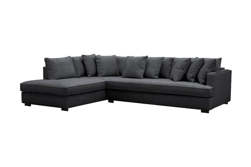 Rossita 4-sits Vänstervänd L-formad Djup Schäslongsoffa med Hel dyna i Chenille - Svart - Products - Möbler - Soffa - Divansoffa & schäslongsoffa - 4 sits soffa med divan