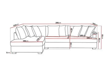 Rossita 4-sits Vänstervänd L-formad Djup Schäslongsoffa med Hel dyna i Tyg - Brun - Products - Möbler - Soffa - Divansoffa & schäslongsoffa - 4 sits soffa med divan
