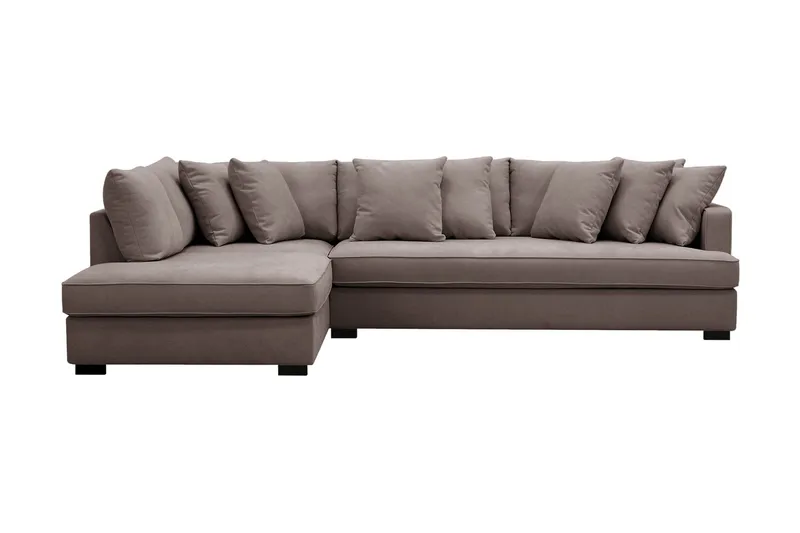 Rossita 4-sits Vänstervänd L-formad Djup Schäslongsoffa med Hel dyna i Tyg - Brun - Products - Möbler - Soffa - Divansoffa & schäslongsoffa - 4 sits soffa med divan