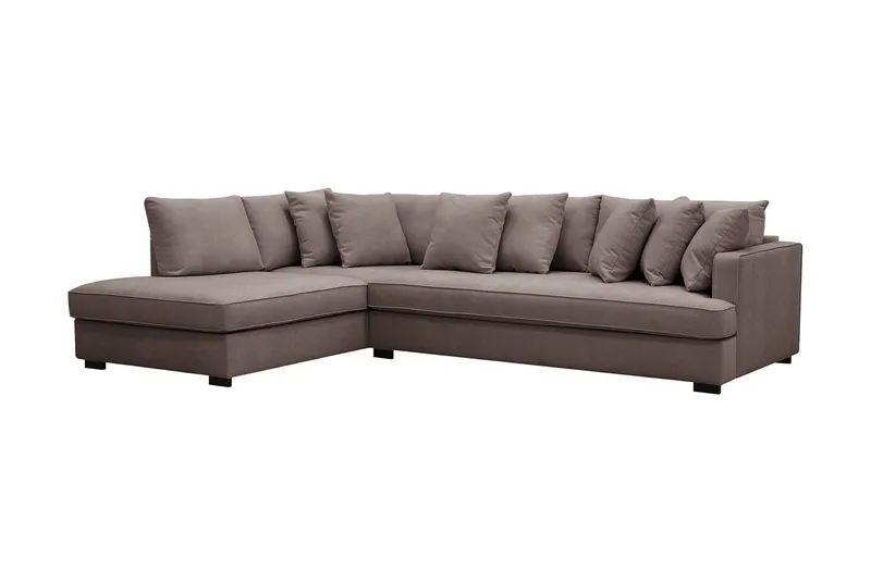 Rossita 4-sits Vänstervänd L-formad Djup Schäslongsoffa med Hel dyna i Tyg - Brun - Products - Möbler - Soffa - Divansoffa & schäslongsoffa - 4 sits soffa med divan