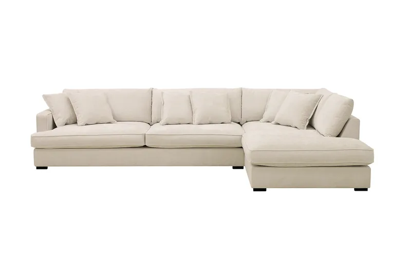 Rossita Lyx 4-sits Extra djup Soffa med Schäslong Höger - Beige Chenille - Products - Möbler - Soffa - Divansoffa & schäslongsoffa - 4 sits soffa med divan
