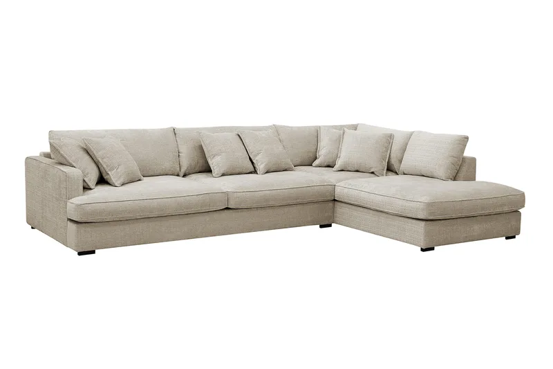 Rossita Lyx 4-sits Extra djup Soffa med Schäslong Höger - Beige Chenille - Products - Möbler - Soffa - Divansoffa & schäslongsoffa - 4 sits soffa med divan