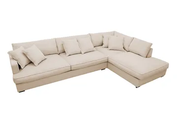 Rossita Lyx 4-sits Extra djup Soffa med Schäslong Höger - Beige Manchester - Products - Möbler - Soffa - Divansoffa & schäslongsoffa - 4 sits soffa med divan