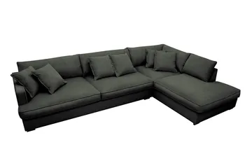 Rossita Lyx 4-sits Extra djup Soffa med Schäslong Höger - Mörkgrön Manchester - Products - Möbler - Soffa - Divansoffa & schäslongsoffa - 4 sits soffa med divan