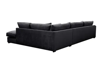 Rossita Lyx 4-sits Extra djup Soffa med Schäslong Höger - Svart Chenille - Products - Möbler - Soffa - Divansoffa & schäslongsoffa - 4 sits soffa med divan