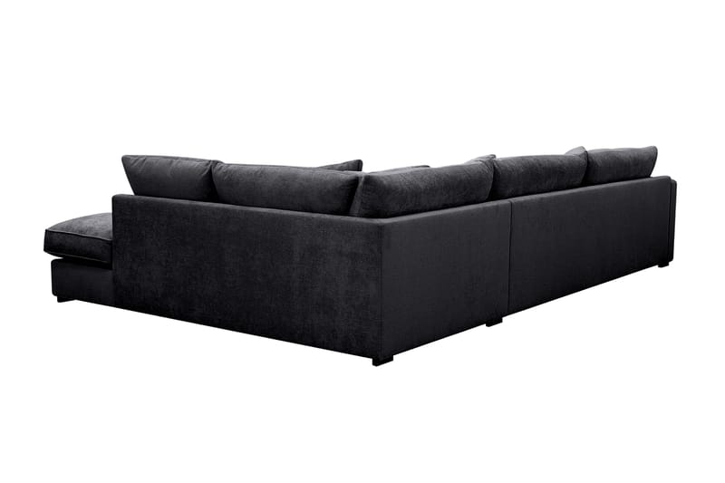 Rossita Lyx 4-sits Extra djup Soffa med Schäslong Höger - Svart Chenille - Products - Möbler - Soffa - Divansoffa & schäslongsoffa - 4 sits soffa med divan