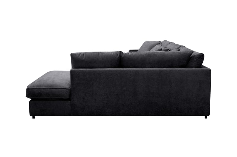 Rossita Lyx 4-sits Extra djup Soffa med Schäslong Höger - Svart Chenille - Products - Möbler - Soffa - Divansoffa & schäslongsoffa - 4 sits soffa med divan