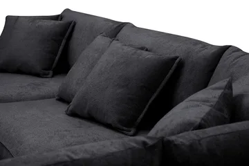 Rossita Lyx 4-sits Extra djup Soffa med Schäslong Höger - Svart Chenille - Products - Möbler - Soffa - Divansoffa & schäslongsoffa - 4 sits soffa med divan