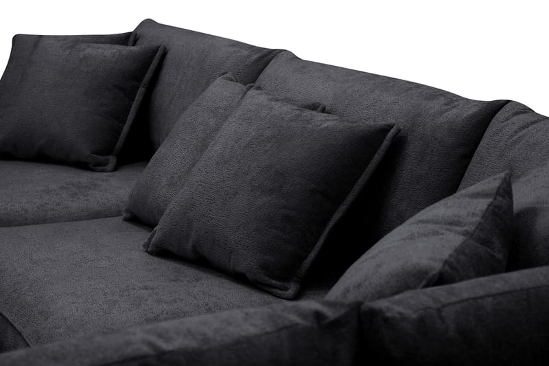 Rossita Lyx 4-sits Extra djup Soffa med Schäslong Höger - Svart Chenille - Products - Möbler - Soffa - Divansoffa & schäslongsoffa - 4 sits soffa med divan