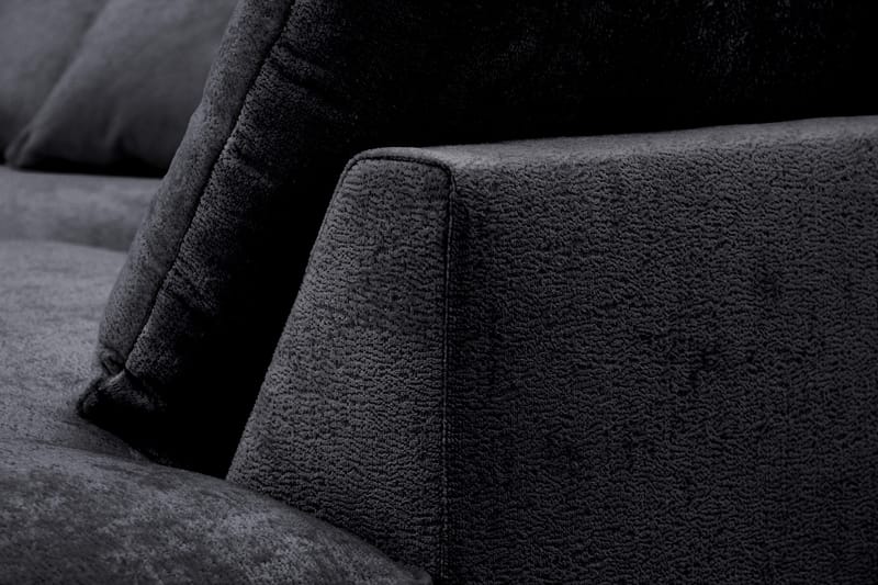 Rossita Lyx 4-sits Extra djup Soffa med Schäslong Höger - Svart Chenille - Products - Möbler - Soffa - Divansoffa & schäslongsoffa - 4 sits soffa med divan