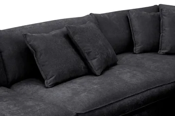 Rossita Lyx 4-sits Extra djup Soffa med Schäslong Höger - Svart Chenille - Products - Möbler - Soffa - Divansoffa & schäslongsoffa - 4 sits soffa med divan