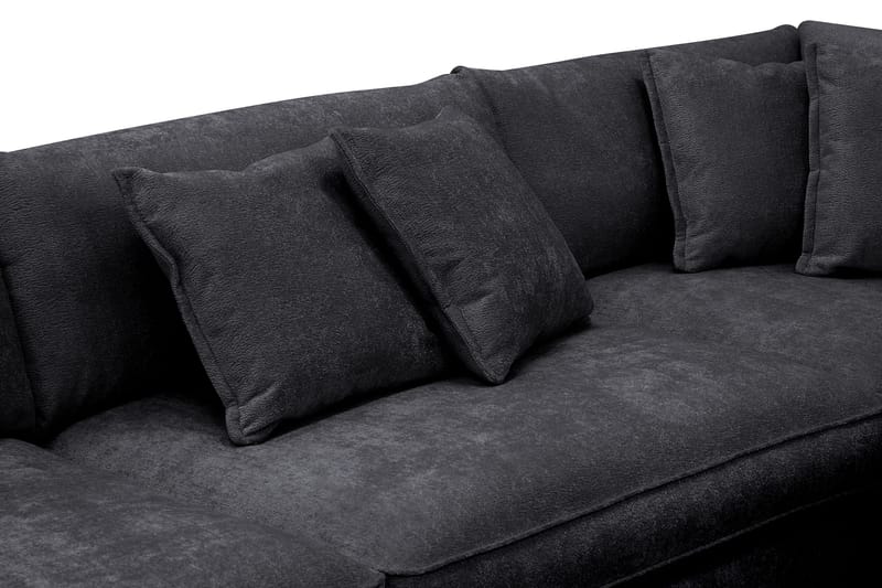 Rossita Lyx 4-sits Extra djup Soffa med Schäslong Höger - Svart Chenille - Products - Möbler - Soffa - Divansoffa & schäslongsoffa - 4 sits soffa med divan