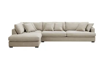 Rossita Lyx 4-sits Extra djup Soffa med Schäslong Vänster - Beige Chenille - Products - Möbler - Soffa - Divansoffa & schäslongsoffa - 4 sits soffa med divan