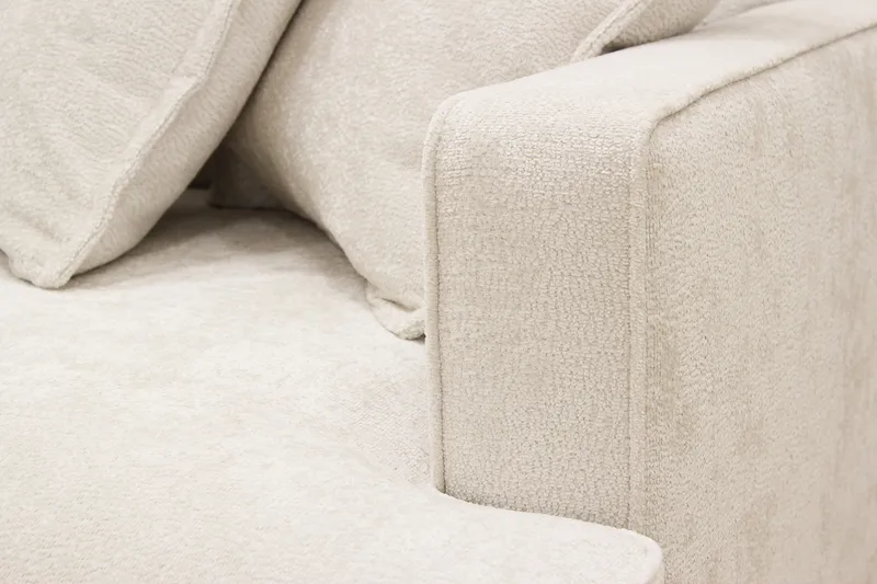 Rossita Lyx 4-sits Extra djup Soffa med Schäslong Vänster - Beige Chenille - Products - Möbler - Soffa - Divansoffa & schäslongsoffa - 4 sits soffa med divan