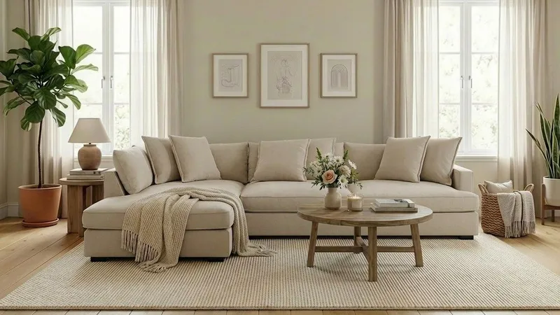 Rossita Lyx 4-sits Extra djup Soffa med Schäslong Vänster - Beige Tyg - Products - Möbler - Soffa - Divansoffa & schäslongsoffa - 4 sits soffa med divan