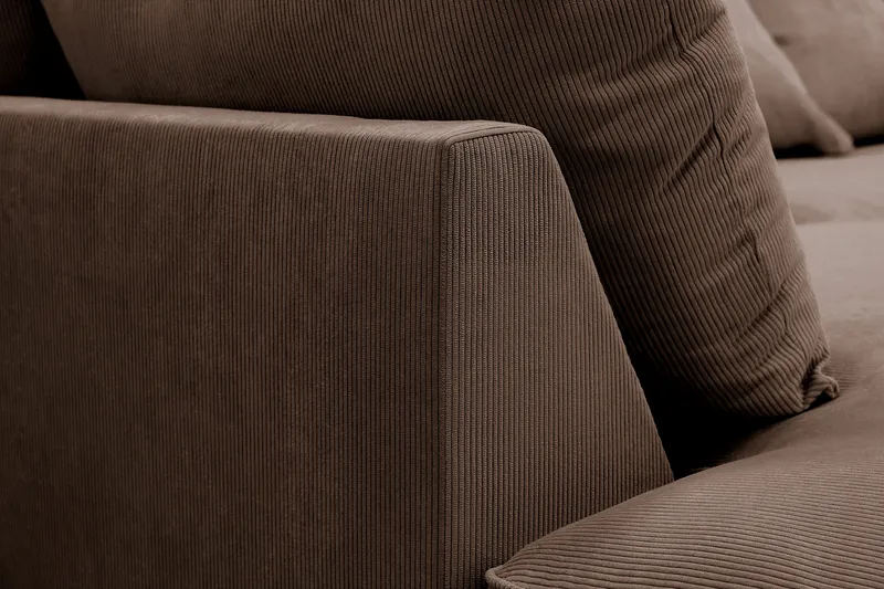 Rossita Lyx 4-sits Extra djup Soffa med Schäslong Vänster - Brun Manchester - Products - Möbler - Soffa - Divansoffa & schäslongsoffa - 4 sits soffa med divan
