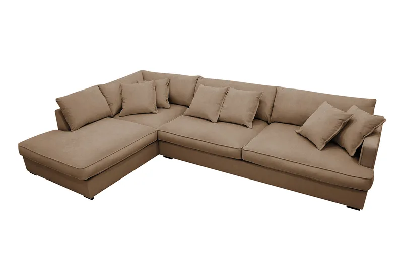 Rossita Lyx 4-sits Extra djup Soffa med Schäslong Vänster - Brun Manchester - Products - Möbler - Soffa - Divansoffa & schäslongsoffa - 4 sits soffa med divan
