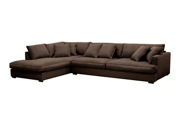 Rossita Lyx 4-sits Extra djup Soffa med Schäslong Vänster - Brun Manchester - Products - Möbler - Soffa - Divansoffa & schäslongsoffa - 4 sits soffa med divan