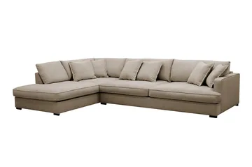 Rossita Lyx 4-sits Extra djup Soffa med Schäslong Vänster - Brun Tyg - Products - Möbler - Soffa - Divansoffa & schäslongsoffa - 4 sits soffa med divan