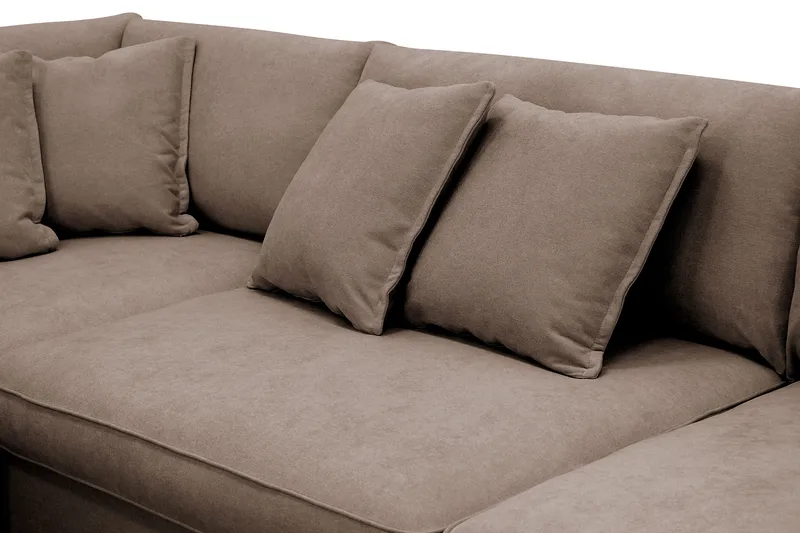 Rossita Lyx 4-sits Extra djup Soffa med Schäslong Vänster - Brun Tyg - Products - Möbler - Soffa - Divansoffa & schäslongsoffa - 4 sits soffa med divan