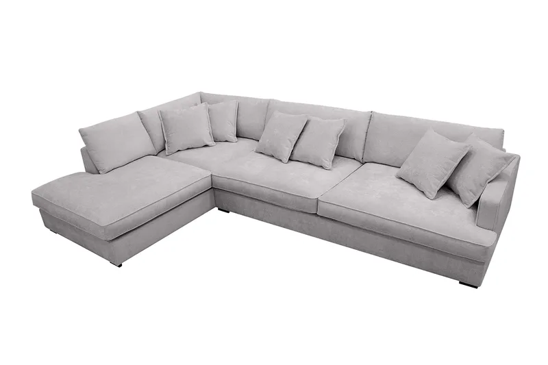 Rossita Lyx 4-sits Extra djup Soffa med Schäslong Vänster - Grå Chenille - Products - Möbler - Soffa - Divansoffa & schäslongsoffa - 4 sits soffa med divan