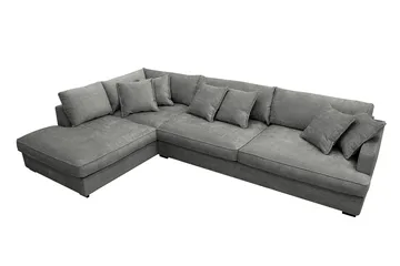 Rossita Lyx 4-sits Extra djup Soffa med Schäslong Vänster - Grå Chenille - Products - Möbler - Soffa - Divansoffa & schäslongsoffa - 4 sits soffa med divan