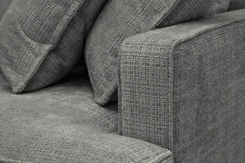 Rossita Lyx 4-sits Extra djup Soffa med Schäslong Vänster - Grå Chenille - Products - Möbler - Soffa - Divansoffa & schäslongsoffa - 4 sits soffa med divan