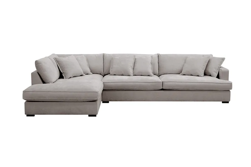 Rossita Lyx 4-sits Extra djup Soffa med Schäslong Vänster - Grå/Brun Chenille - Products - Möbler - Soffa - Divansoffa & schäslongsoffa - 4 sits soffa med divan