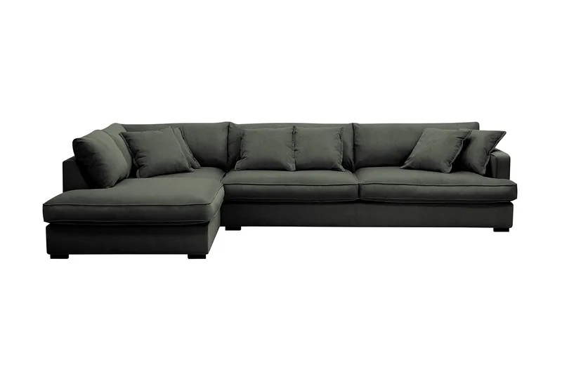 Rossita Lyx 4-sits Extra djup Soffa med Schäslong Vänster - Mörkgrön Manchester - Products - Möbler - Soffa - Divansoffa & schäslongsoffa - 4 sits soffa med divan