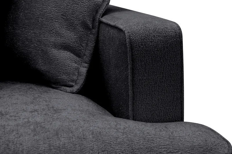 Rossita Lyx 4-sits Extra djup Soffa med Schäslong Vänster - Svart Chenille - Products - Möbler - Soffa - Divansoffa & schäslongsoffa - 4 sits soffa med divan
