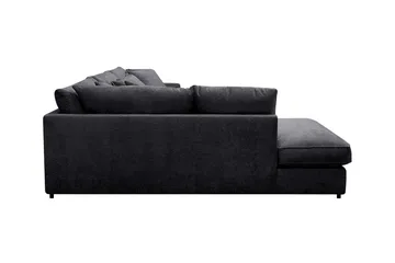 Rossita Lyx 4-sits Extra djup Soffa med Schäslong Vänster - Svart Chenille - Products - Möbler - Soffa - Divansoffa & schäslongsoffa - 4 sits soffa med divan