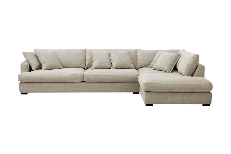 Rossita Lyx 4-sits Högervänd L-formad Extra Djup Schäslongsoffa i Chenille - Beige Chenille - Products - Möbler - Soffa - Divansoffa & schäslongsoffa - 4 sits soffa med divan