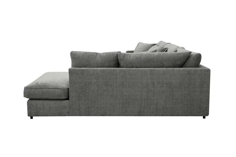 Rossita Lyx 4-sits Högervänd L-formad Extra Djup Schäslongsoffa i Chenille - Grå Chenille - Products - Möbler - Soffa - Divansoffa & schäslongsoffa - 4 sits soffa med divan