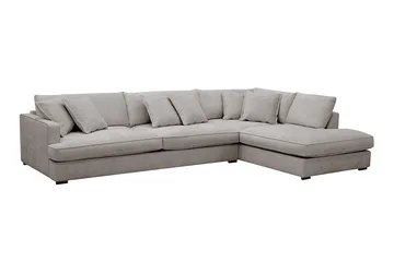 Rossita Lyx 4-sits Högervänd L-formad Extra Djup Schäslongsoffa i Chenille - Grå/Brun Chenille - Products - Möbler - Soffa - Divansoffa & schäslongsoffa - 4 sits soffa med divan