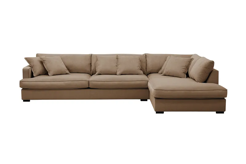 Rossita Lyx 4-sits Högervänd L-formad Extra Djup Schäslongsoffa i Manchester - Brun Manchester - Products - Möbler - Soffa - Divansoffa & schäslongsoffa - 4 sits soffa med divan