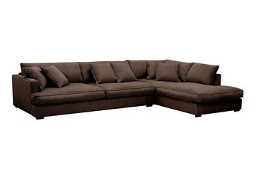 Rossita Lyx 4-sits Högervänd L-formad Extra Djup Schäslongsoffa i Manchester - Brun Manchester - Products - Möbler - Soffa - Divansoffa & schäslongsoffa - 4 sits soffa med divan