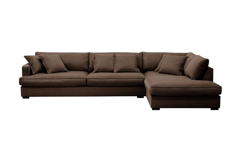 Rossita Lyx 4-sits Högervänd L-formad Extra Djup Schäslongsoffa i Manchester - Brun Manchester - Products - Möbler - Soffa - Divansoffa & schäslongsoffa - 4 sits soffa med divan